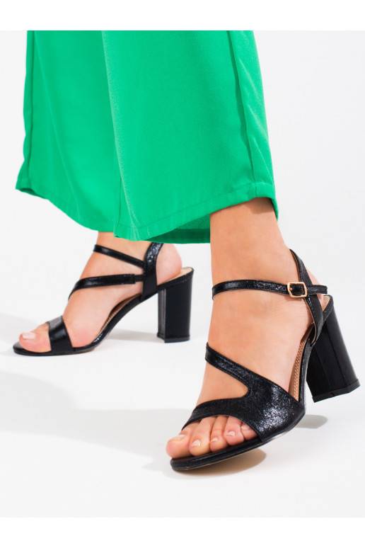 Elegant style sandals  on the heel Shelovet black 