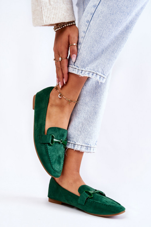 Suede loafers with decoration Green Santi