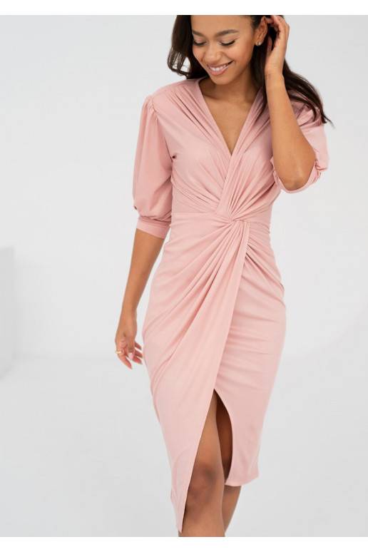 Zoela - Shiny powder pink dress