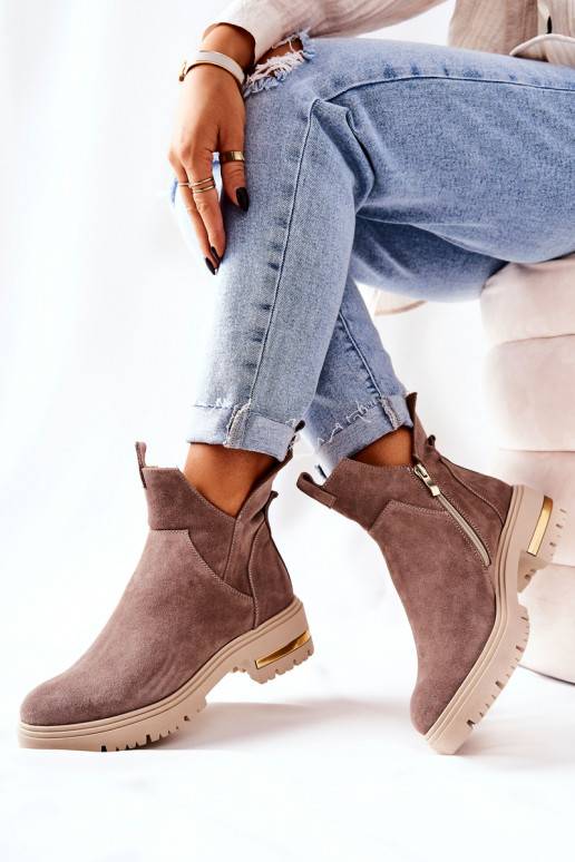 Tonya Tan Suede Cutout Ankle Booties