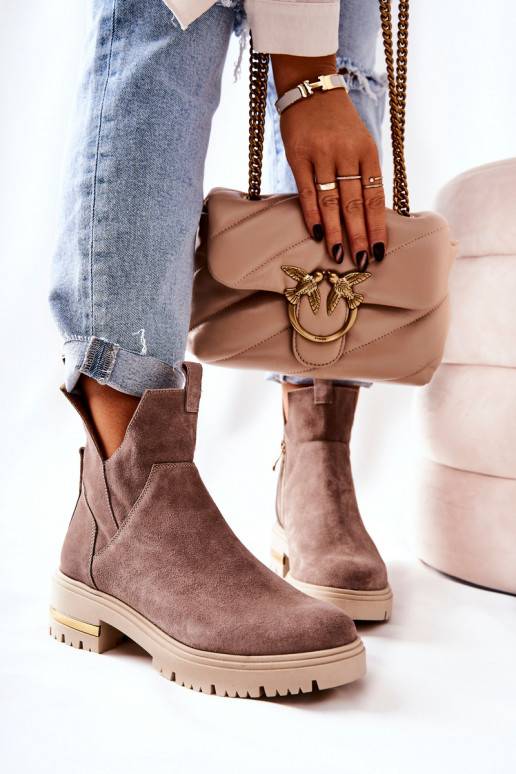 Tonya Tan Suede Cutout Ankle Booties