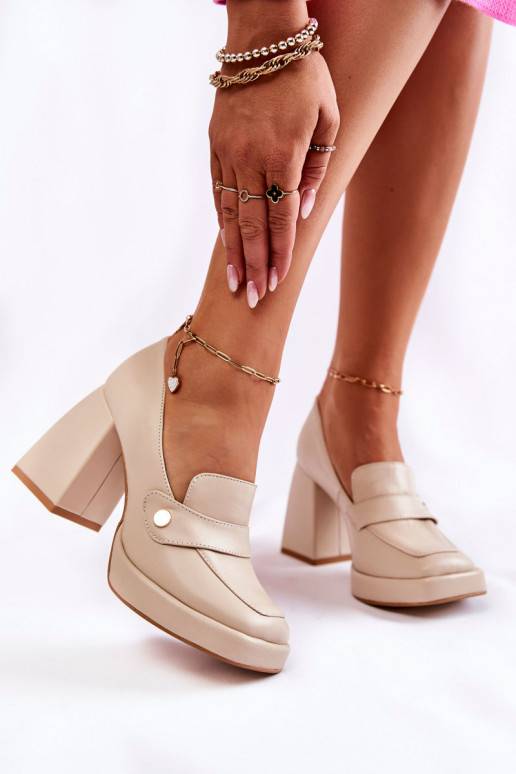 Leather Pumps Lewski Shoes 3195/2 Beige