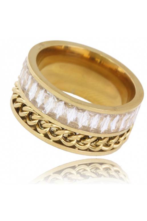 gold color-plated stainless steel ring PST784, Ring size: US8 - EU17