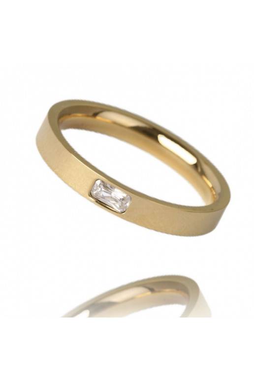 Stainless steel ring covered with 14k gold PST824, Ring size: US7 - EU14